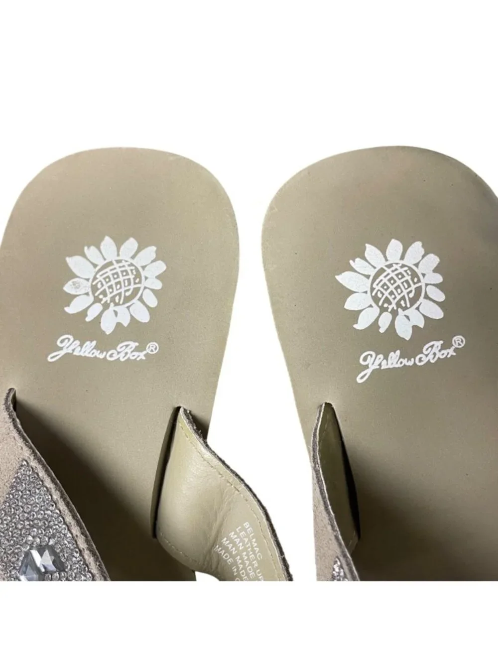 Yellow Box Belmac Leather Gem Sparkle Platform Wedge Sandals Sz 9 - Picture 4 of 9